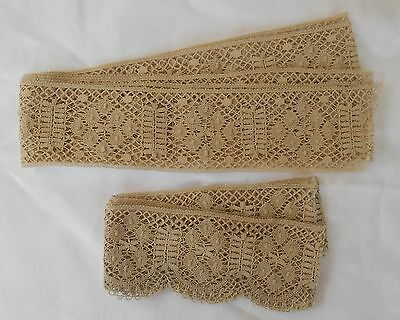 Antique Lace Beige Sewing 2 pieces Insertion & Scalloped Edge Material