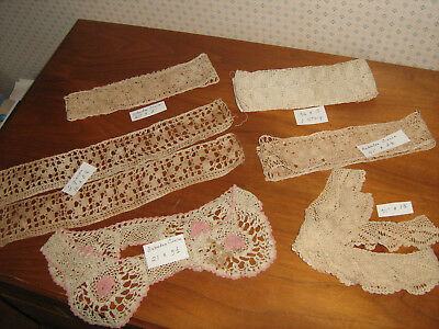 Vintage LOT Hand Crochet EDGING TRIM Ecru Ivory Several widths & styles GROUP #2