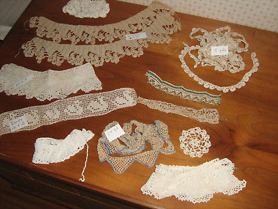 Vintage LOT Hand Crochet EDGING TRIM Ecru Ivory Wt Var widths & styles GROUP #3