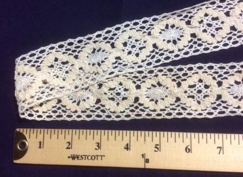 Lovely White & Cream Cotton Medallion Lace Trim for Crafts ~ Six Yards