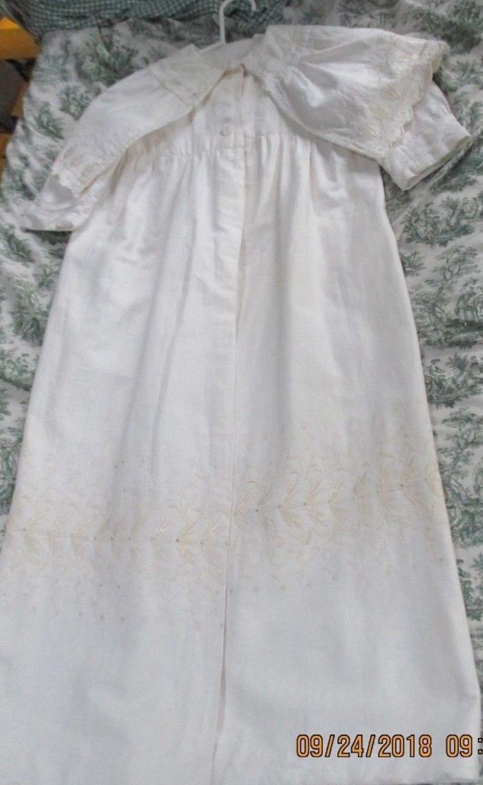 Antique Victorian Lace Embroidered Baby Cape Cloak Child's Christening Coat