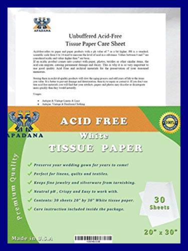 Acid Free Unbuffered WHITE Tissue Paper 30 Sheets 20 X