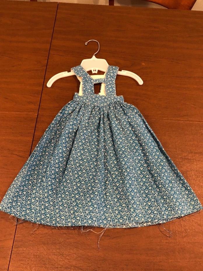 Antique 1920's Floral  Girl's Blue Dress Cotton Linen Unfinished Doll Clothes