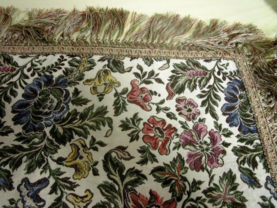Vintage Grand Piano Shawl/Tablecloth - Silk Brocade - Fringes - Gorgeous Textile
