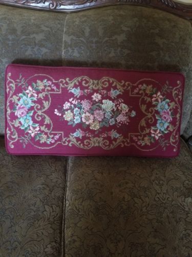 PRICE REDUCED -Antique Needlepoint Pillow  Floral  design