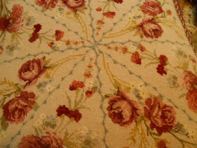 Beautiful Petit Point Needlepoint Feather Pillow Roses X Large 22
