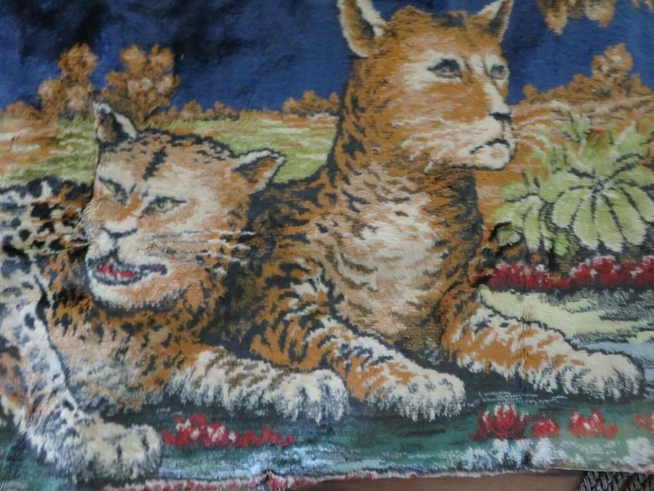 HUGE Vintage Yard Long Tapestry Pillow w/Fringe GORGEOUS Unique Animal Print