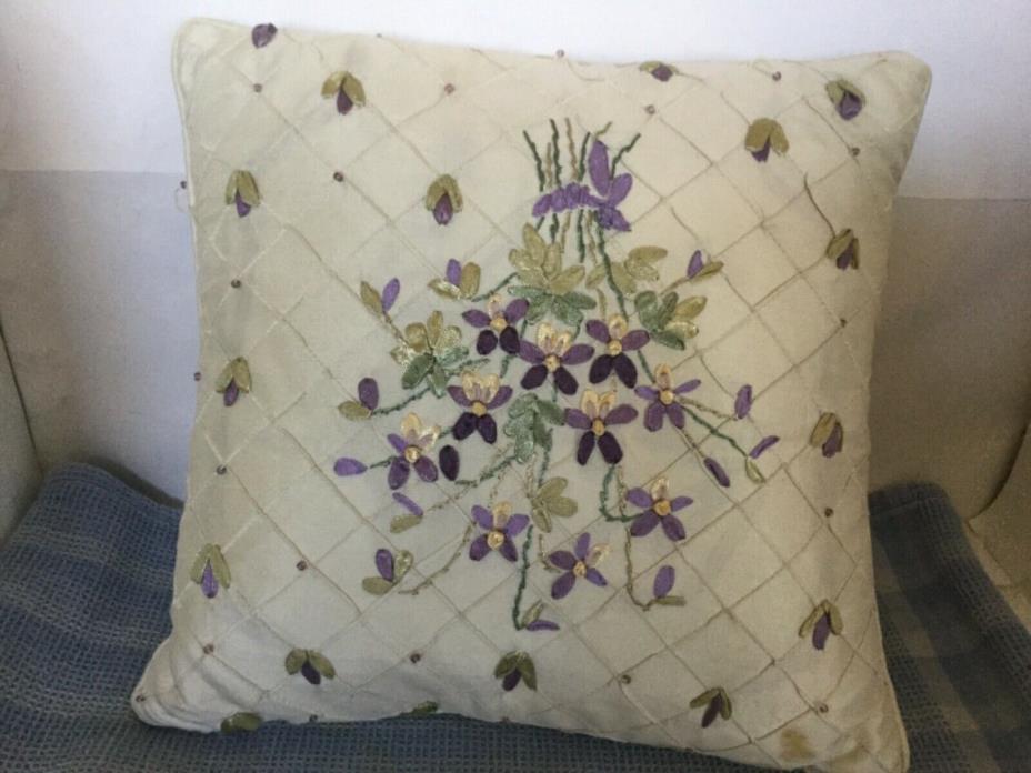 Creative Pillow 12 by 12 Flowered & Embroidery Applique Pillow