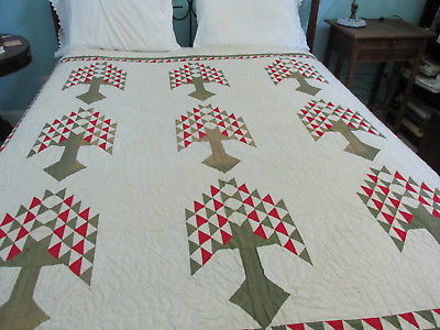 Antique Southern Quilt Signed Date 1888 Tree of Life Museum Quality Sawtooth