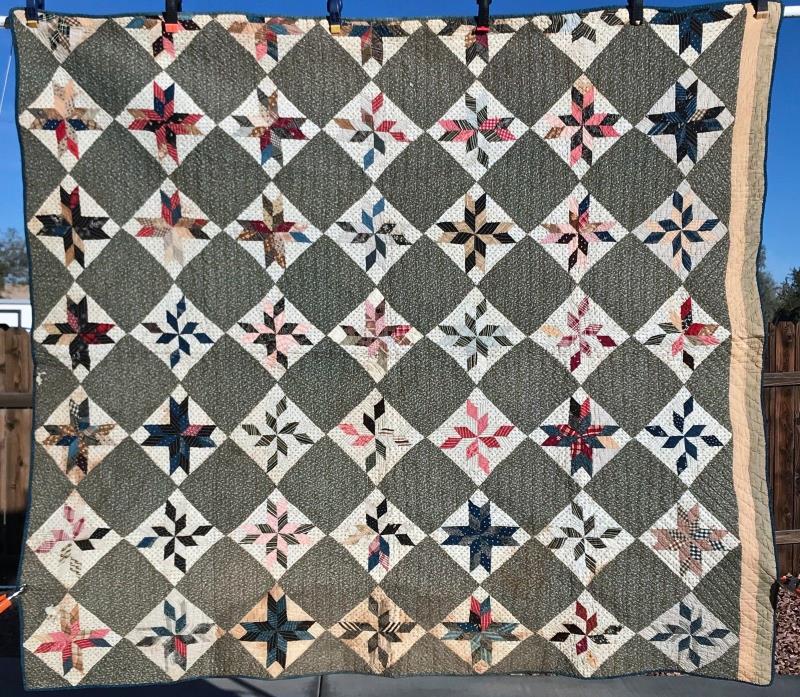 Civil War Era Stars Antique Quilt 1868 Hand Made Cotton~Provenance