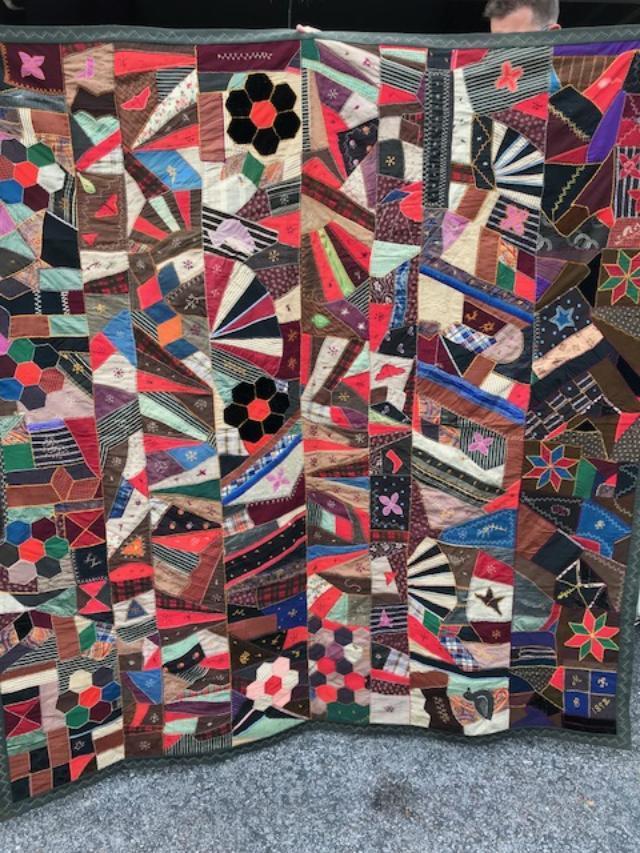 SILK CRAZY QUILT    DATED AND SIGNED 1892      77