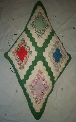 Vintage Field of Diamonds Flower Garden Antique Quilt Cover Pillow 25