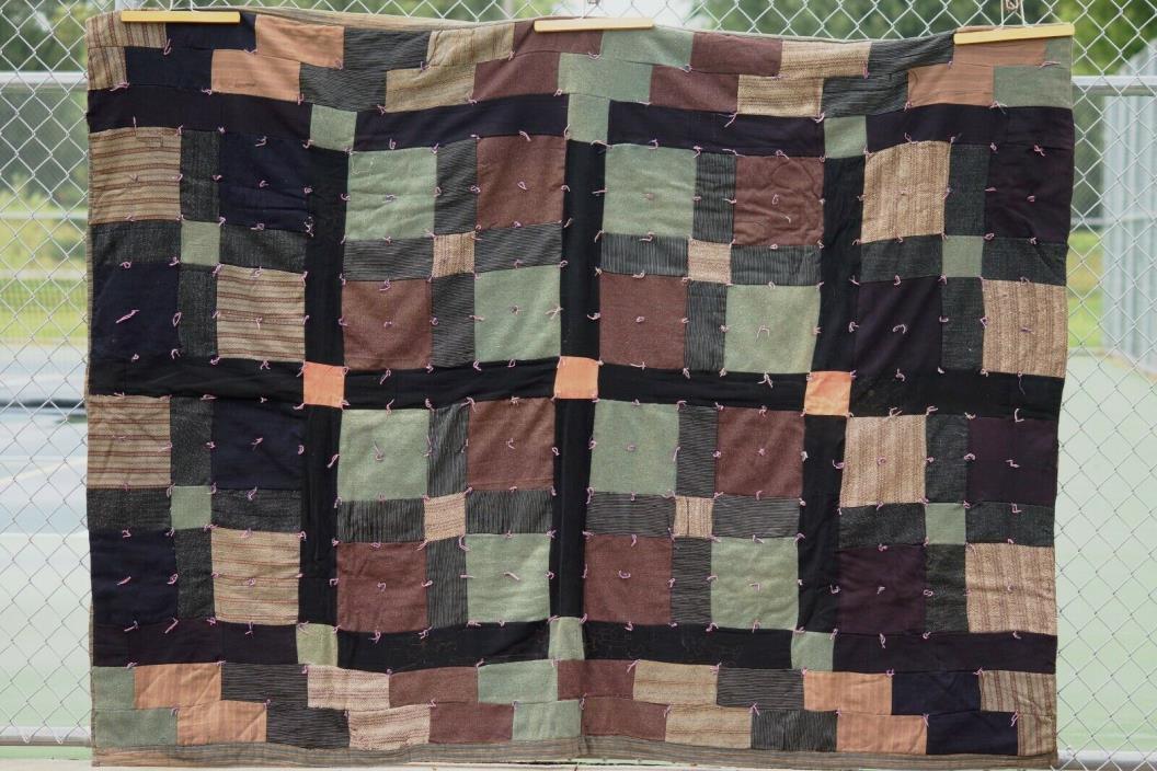 Antique Patchwork Quilt, Some Bullion Threading on parts 62 by 84
