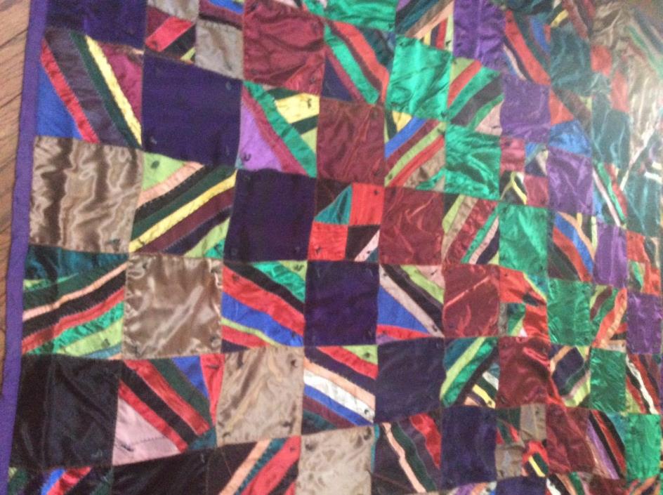 Lowered My Price***Satin Crazy Quilt 70X84