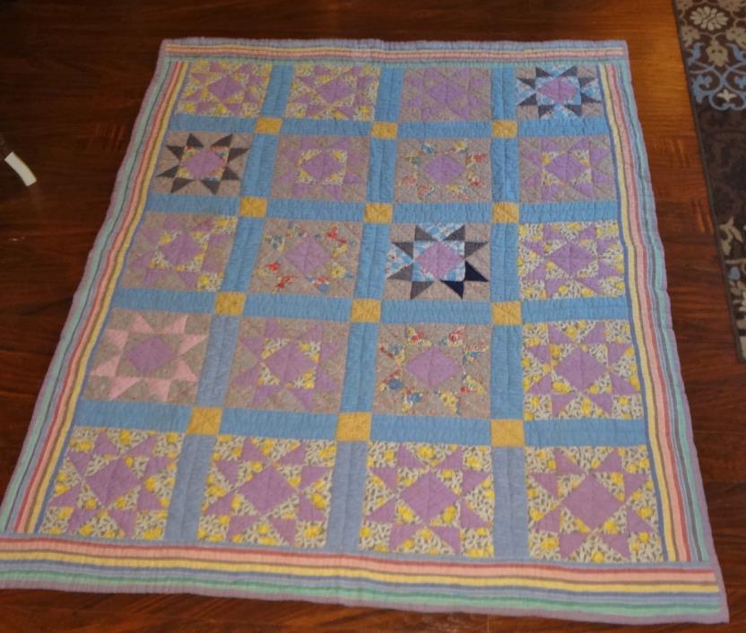 Vintage Hand Made Hand Stitched Patchwork Quilt from Alabama Estate