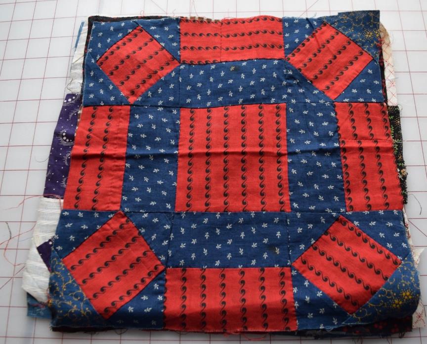 7025 5 large antique 1880-90's Rolling Stone quilt blocks, beautiful prints!