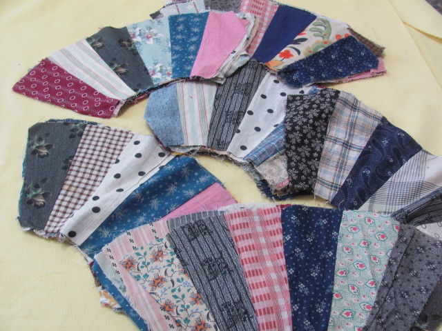 43 early 1900's fan or Dresden plate cotton quilt blocks