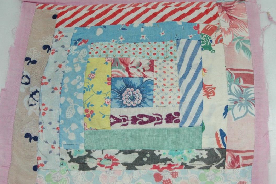 Log Cabin Quilt Block Antique Old
