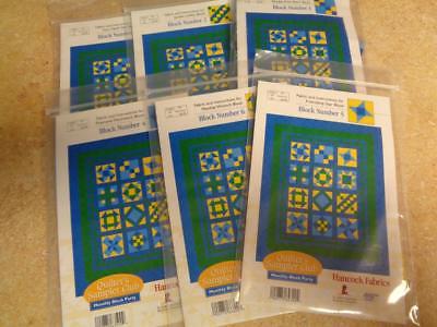 Hancock Quilters Sampler Club Block Party Quilt  1-6  Pre-Cut Fabric + 7 Xtrs