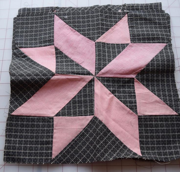 4 antique 1910-20's Pinwheel Star, graphic pink and black
