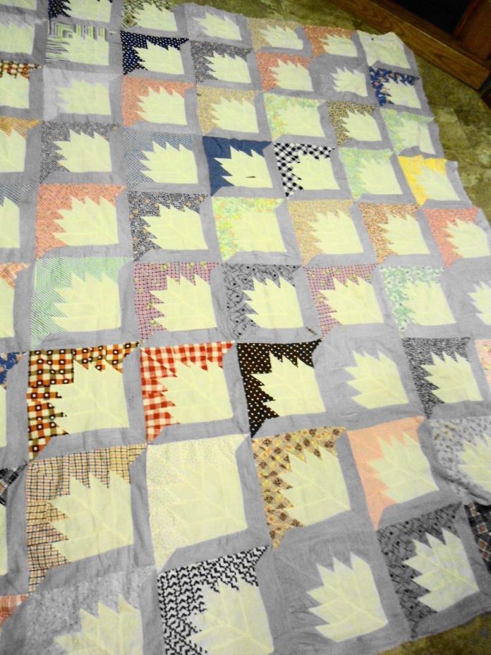 Vintage quilt top hand stitched 1930-1940's  size 80