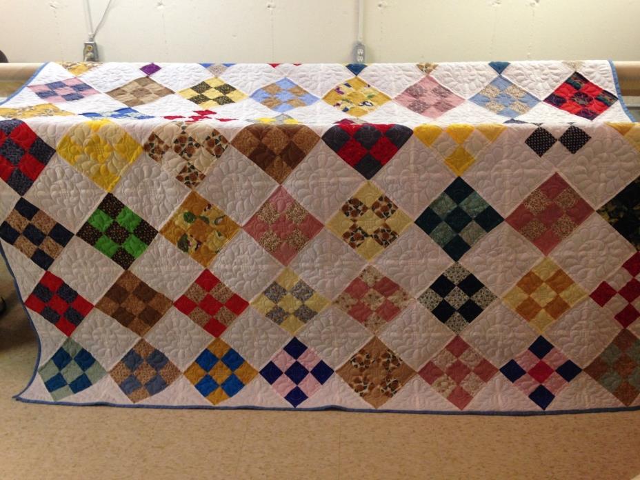Queen size Quilt - Nine Patch on Point