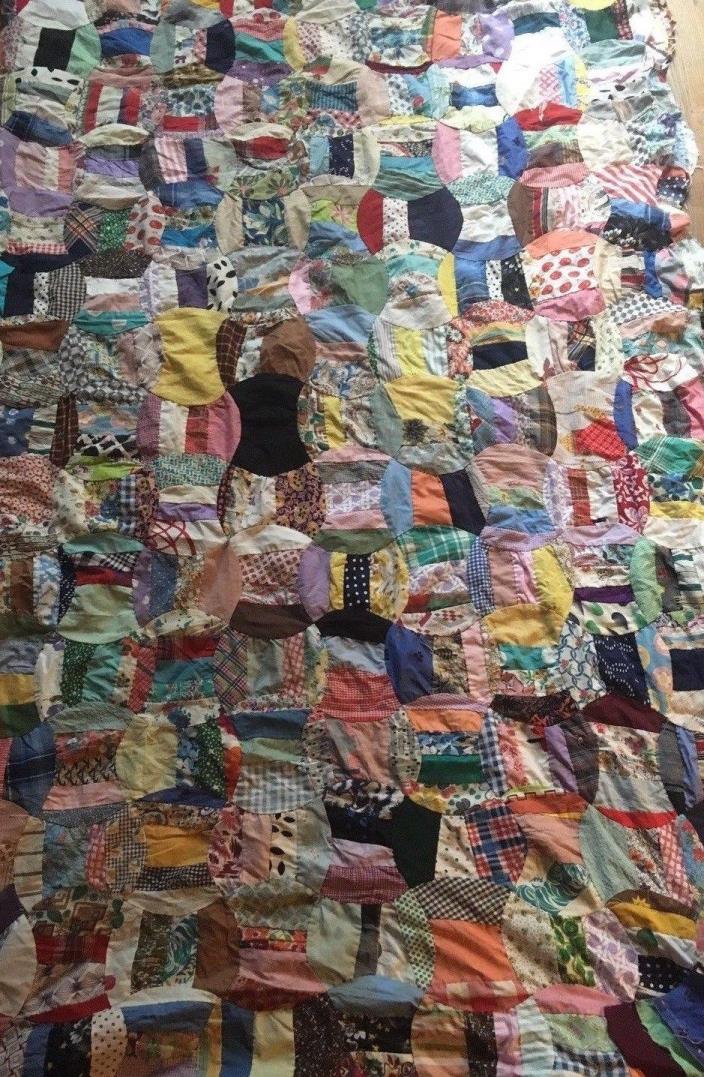 Vintage Patchwork Quilt Top Cotton 80