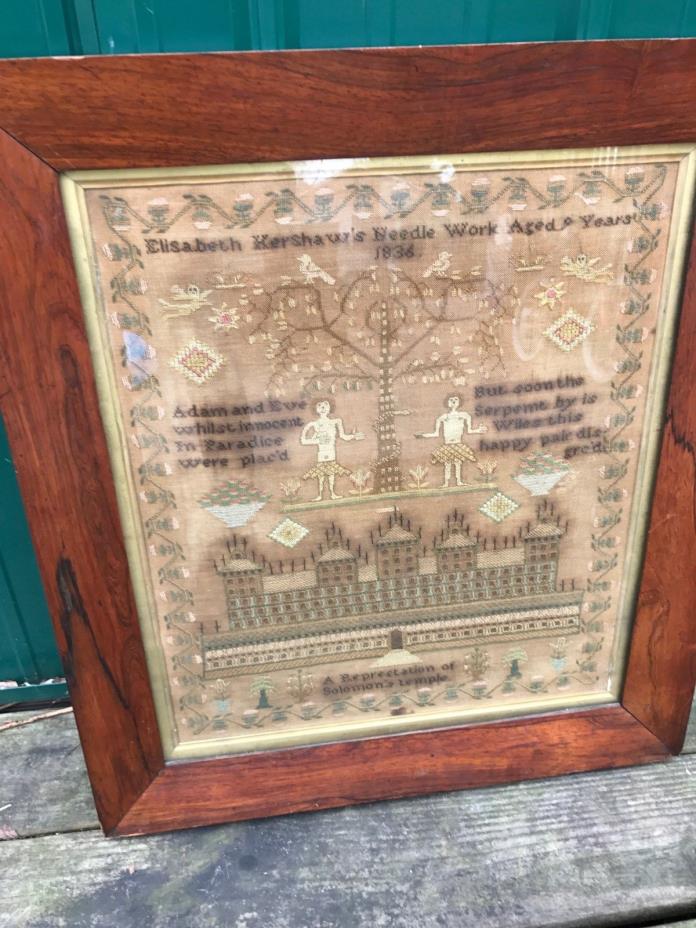 1834 Needlepoint Sampler in Excellent, Original Condition Rare