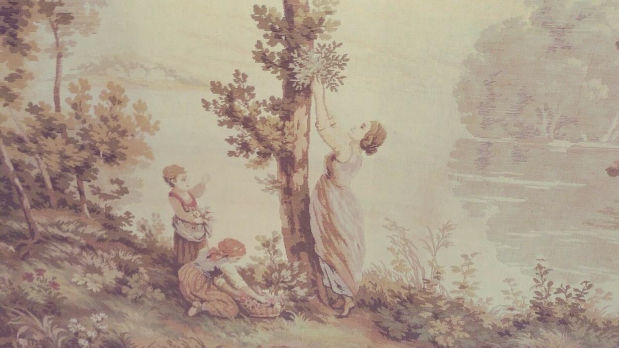 Antique French wall hanging  tapestry, Muse'e du Louvre Paris Artist (1864)