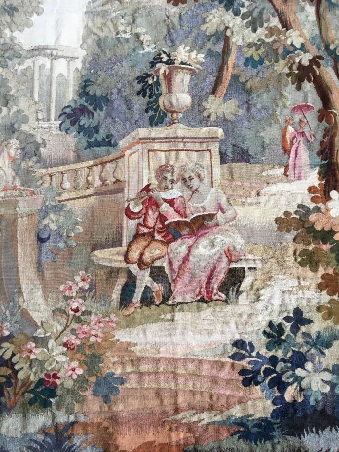 Antique French Aubusson Tapestry Signed Dated Verdure 57”x37” REDUCED