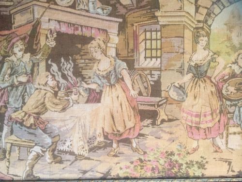 19th Century Antique Victorian Tapestry Minstrels Ladies 22