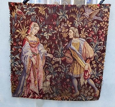 A Late 19th Century Wool & Silk Medieval Style Tapestry
