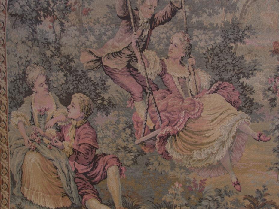 ANTIQUE BELGIUM VICTORIAN TAPESTRY ROMANCE COUPLES PROFESSIONAL BACKING FOR RODS
