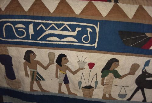 VTG Egyptian  Appliqué Souvenir Handmade Textile Wall Hanging Tapestry *