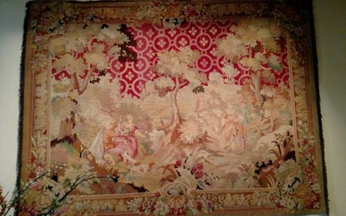 Large Well Perserved 19th Century French Wool Silk Tapestry 8' x 9' Vivid Colors