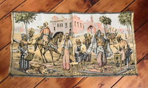 VINTAGE MIDDLE EASTERN Or NORTH AFRICAN SCENE TAPESTRY MADE IN BELGIUM