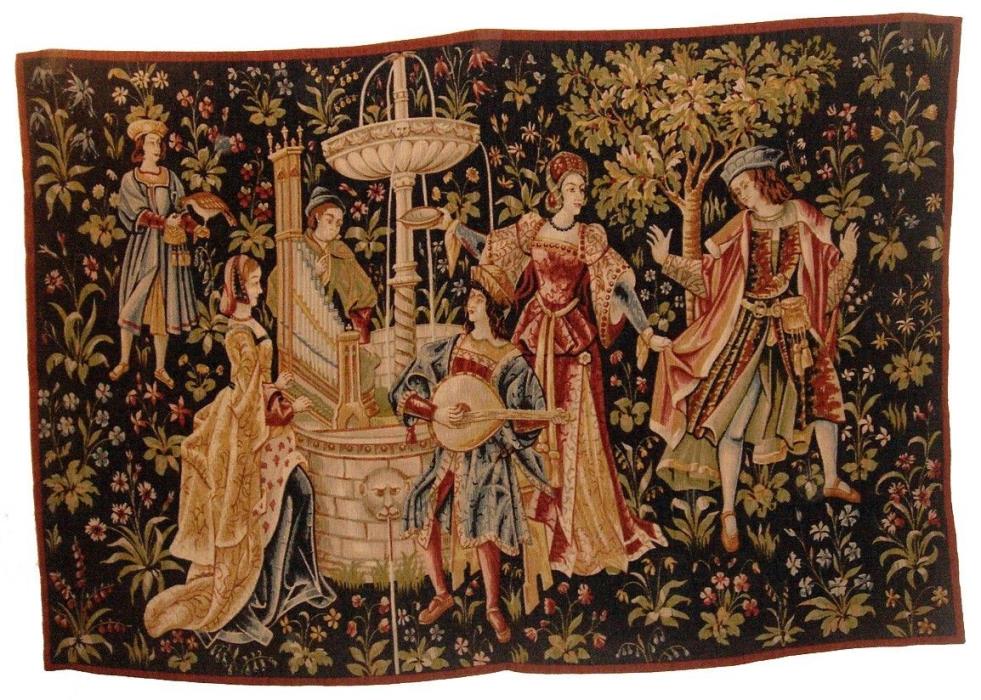 A Great Medieval Style Tapestry - Concert Near Fountain