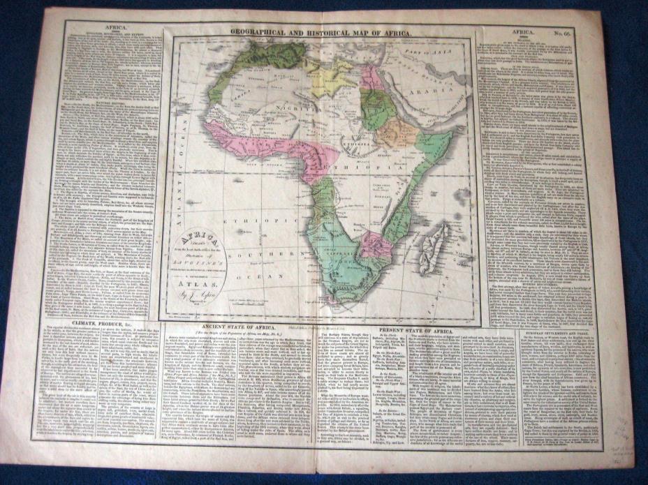 1821 AFRICA big antique MAP geographical & historical inc Madagascar nice color