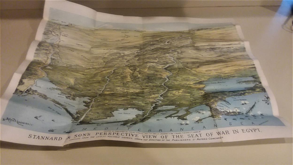 Antique Print Map Stannard & Son's Perspective View of the Seat of War in Egypt