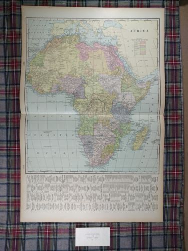 Vintage 1900 AFRICA Map Antique Original 14 1/2