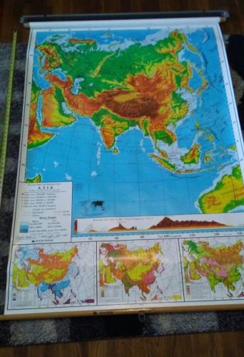 Vintage Pull Down School Map  Asia Southeast Australia collectible. Nystrom