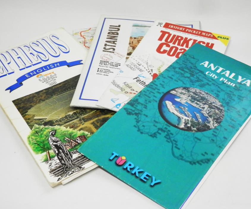 Lot of 5 Turkey Maps Ephesus Touring Guide, Antalya,  Instanbul, Turkish Coast