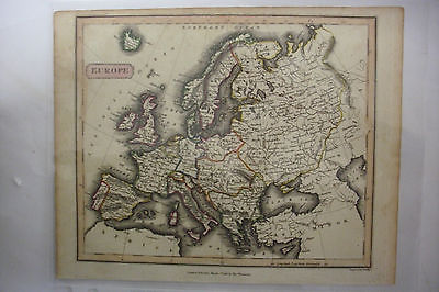 1816 Hand Tinted Map EUROPE Germany*France*Russia*Italy*Spain*Portugal*Britain