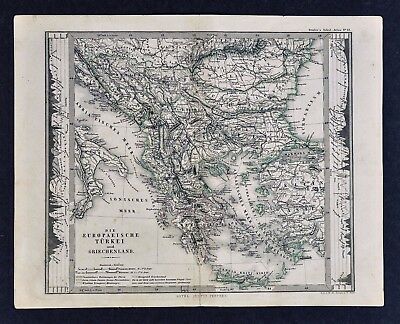 1879 Stieler Map - Greece Turkey in Europe Balkans Italy Athens Constantinople