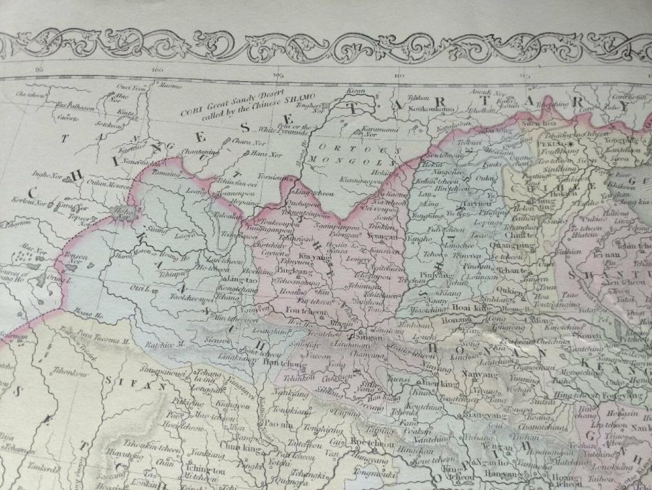 Vintage Hand-Colored 1856 Charles Desilver Stone Engraved Map of China 14