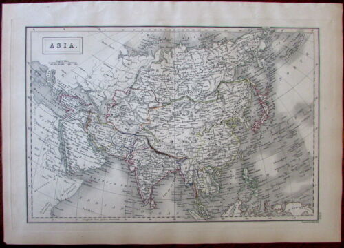 Asia 1844 fine antique map engraved Arabia India Chinese Empire China Russia