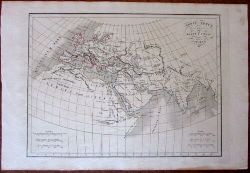 Ancient World Orbis Vetus Arabia Europe India Africa Mts of Moon 1830 map