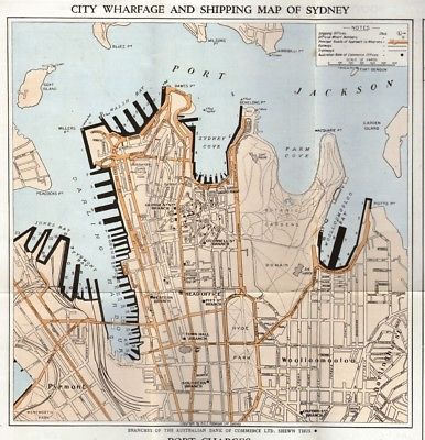 1923 Australian Trade Commerce Map Guide Sydney Harbour Port Jackson
