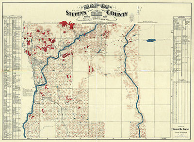 1900 Map of Stevens County Washington North Half Mining Map