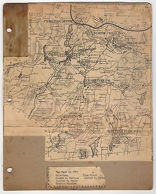 1870 CHARLTON MASSACHUSETTS MAP Selectmen MASS MA Morseville SOUTH North DEPOT